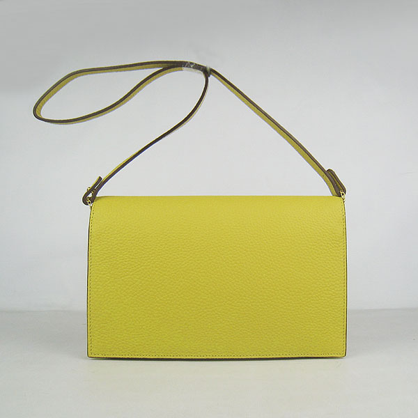 7A Hermes Togo Leather Messenger Bag Lemon With Gold Hardware H021 Replica - Click Image to Close